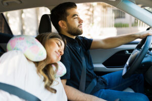 Sleep while your partner drives.