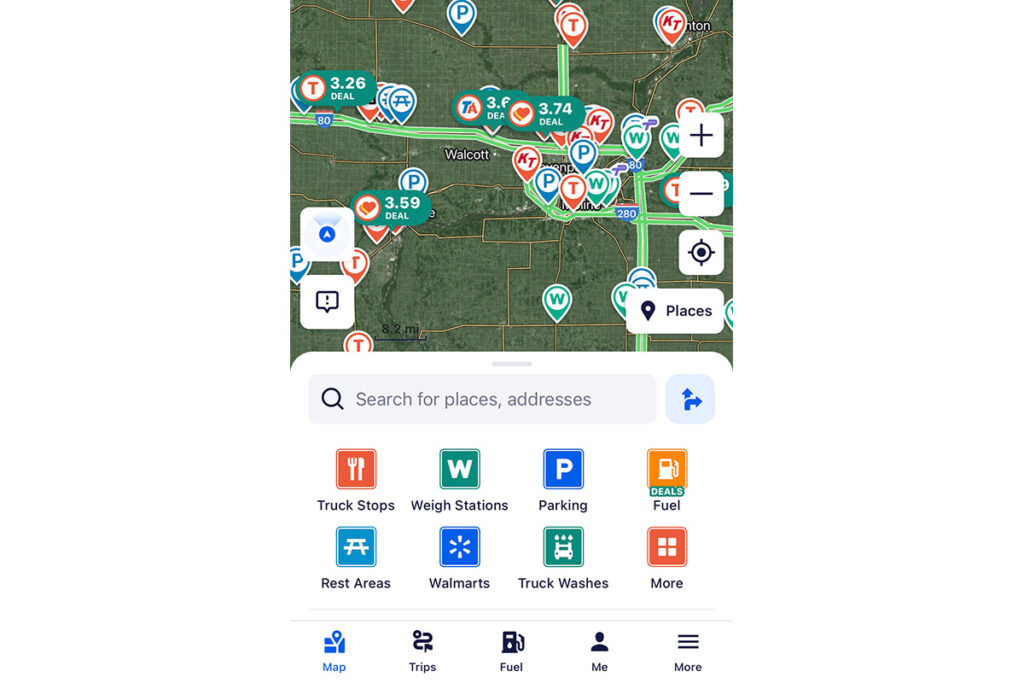 The Trucker Path app offers many services.