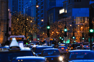 Holiday traffic dies down on Christmas Day unless there's a celebration being held.