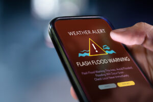 Watch for weather alerts in flood threat areas.